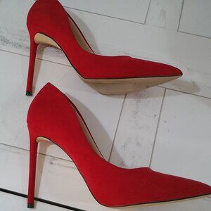 Chic Red Suede Stiletto Heels